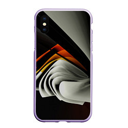 Чехол iPhone XS Max матовый Абстрактные волнистые листы во тьме, цвет: 3D-светло-сиреневый