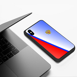 Чехол iPhone XS Max матовый Россия полосы с гербом, цвет: 3D-черный — фото 2