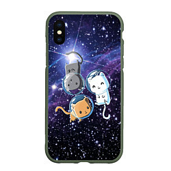Чехол iPhone XS Max матовый Три котика в открытом космосе