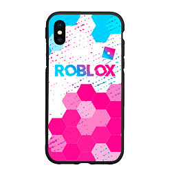 Чехол iPhone XS Max матовый Roblox neon gradient style: символ сверху