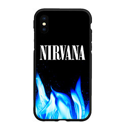 Чехол iPhone XS Max матовый Nirvana blue fire, цвет: 3D-черный