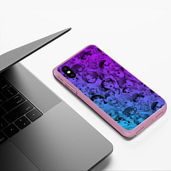 Чехол iPhone XS Max матовый Ахегао красивый неон, цвет: 3D-розовый — фото 2
