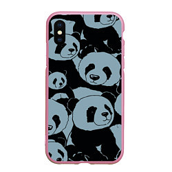 Чехол iPhone XS Max матовый Panda summer song, цвет: 3D-розовый