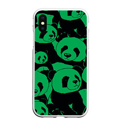 Чехол iPhone XS Max матовый Panda green pattern