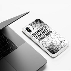 Чехол iPhone XS Max матовый Worlds okayest administrator - white, цвет: 3D-белый — фото 2