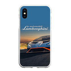 Чехол iPhone XS Max матовый Lamborghini Huracan STO - car racing