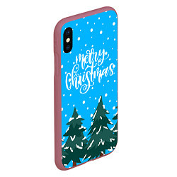 Чехол iPhone XS Max матовый Merry christmas - Ёлочки, цвет: 3D-малиновый — фото 2