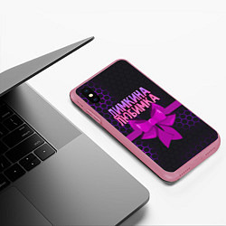 Чехол iPhone XS Max матовый Димкина любимка - соты, цвет: 3D-малиновый — фото 2
