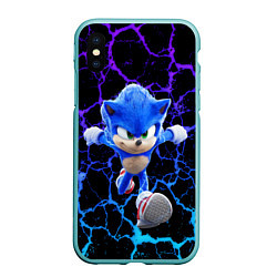 Чехол iPhone XS Max матовый Sonic неоновый мрамор