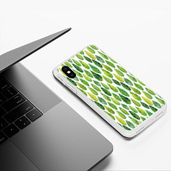 Чехол iPhone XS Max матовый Акварельные листья, цвет: 3D-белый — фото 2