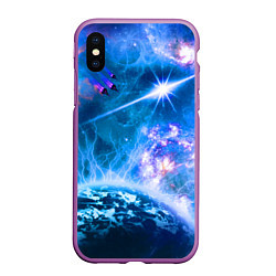 Чехол iPhone XS Max матовый Космос - планета и яркая звезда, цвет: 3D-фиолетовый