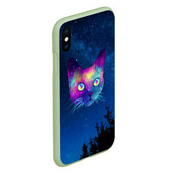 Чехол iPhone XS Max матовый Планета кошачья голова, цвет: 3D-салатовый — фото 2