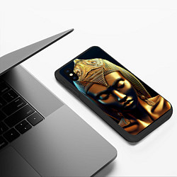 Чехол iPhone XS Max матовый Нейросеть - золотая статуя египетской царицы, цвет: 3D-черный — фото 2