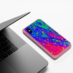 Чехол iPhone XS Max матовый Разноцветная импрессивная композиция, цвет: 3D-малиновый — фото 2