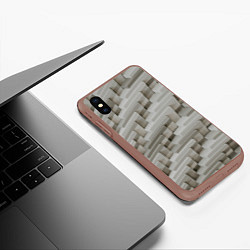 Чехол iPhone XS Max матовый Множество геометрических блоков, цвет: 3D-коричневый — фото 2