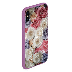 Чехол iPhone XS Max матовый Цветы роз, цвет: 3D-фиолетовый — фото 2