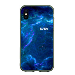 Чехол iPhone XS Max матовый Бескрайний космос - Nasa, цвет: 3D-темно-зеленый