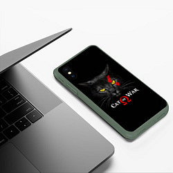 Чехол iPhone XS Max матовый Cat of war collab, цвет: 3D-темно-зеленый — фото 2
