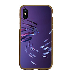 Чехол iPhone XS Max матовый Фиолетовый абстрактный фон и стеклянные лезвия, цвет: 3D-коричневый