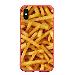 Чехол iPhone XS Max матовый Картошка фри, цвет: 3D-красный