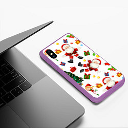 Чехол iPhone XS Max матовый Танцы с Сантой возле ёлки, цвет: 3D-фиолетовый — фото 2