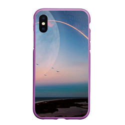 Чехол iPhone XS Max матовый Космос и планeты, цвет: 3D-фиолетовый