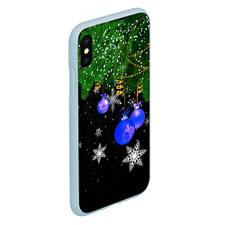 Чехол iPhone XS Max матовый Новогодние шарики, цвет: 3D-голубой — фото 2