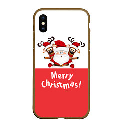 Чехол iPhone XS Max матовый Дед Мороз с оленями