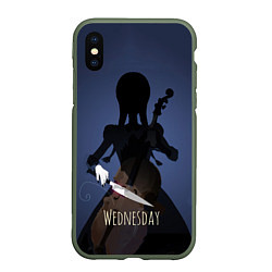 Чехол iPhone XS Max матовый Wednesday & Violin, цвет: 3D-темно-зеленый