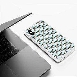 Чехол iPhone XS Max матовый Домики на еловых ветках - паттерн, цвет: 3D-белый — фото 2