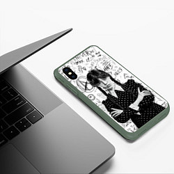 Чехол iPhone XS Max матовый Уэнсдэй Аддамс от нетфликс, цвет: 3D-темно-зеленый — фото 2