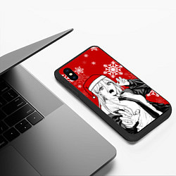 Чехол iPhone XS Max матовый Пауэр в новогодней шапочке, цвет: 3D-черный — фото 2