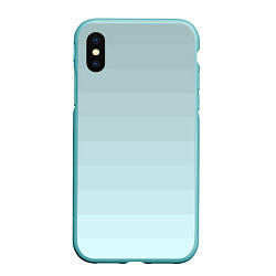 Чехол iPhone XS Max матовый Голубые горизонтальные полосы, градиент