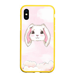 Чехол iPhone XS Max матовый Милый белый кролик, цвет: 3D-желтый