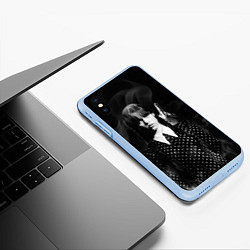 Чехол iPhone XS Max матовый Уэнсдэй и Вещь, цвет: 3D-голубой — фото 2