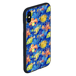 Чехол iPhone XS Max матовый Большие акварельные рыбы, цвет: 3D-черный — фото 2