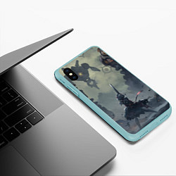 Чехол iPhone XS Max матовый Genshin Impact - Ноэль готовится к битве, цвет: 3D-мятный — фото 2