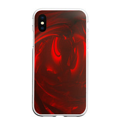 Чехол iPhone XS Max матовый Темно красные волны