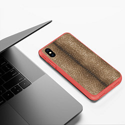 Чехол iPhone XS Max матовый Текстура шкуры пятнистого оленя, цвет: 3D-красный — фото 2