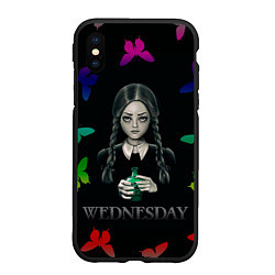 Чехол iPhone XS Max матовый Wednesday - butterflies, цвет: 3D-черный