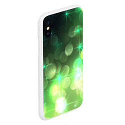 Чехол iPhone XS Max матовый Неоновый зеленый блеск и черный фон, цвет: 3D-белый — фото 2