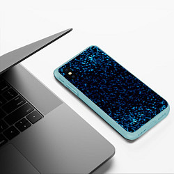 Чехол iPhone XS Max матовый Неоновый синий блеск на черном фоне, цвет: 3D-мятный — фото 2
