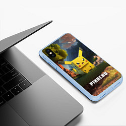 Чехол iPhone XS Max матовый Pokеmon Pikachu, цвет: 3D-голубой — фото 2