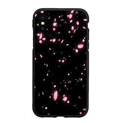 Чехол iPhone XS Max матовый Неоновые липестки сакуры, цвет: 3D-черный