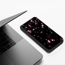 Чехол iPhone XS Max матовый Неоновые липестки сакуры, цвет: 3D-черный — фото 2