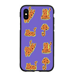 Чехол iPhone XS Max матовый Принт с леопардами, цвет: 3D-черный