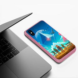 Чехол iPhone XS Max матовый No Mans Sky, цвет: 3D-малиновый — фото 2