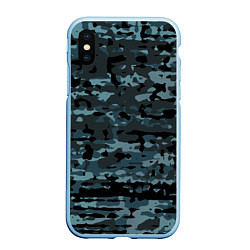 Чехол iPhone XS Max матовый Камуфляж клякса, цвет: 3D-голубой