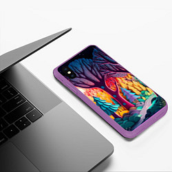 Чехол iPhone XS Max матовый Сказочный лес на закате солнца, цвет: 3D-фиолетовый — фото 2