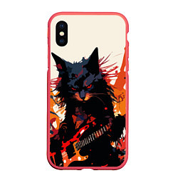 Чехол iPhone XS Max матовый Black rocker cat on a light background - C-Cats co